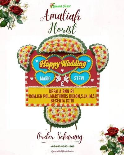 Karangan Papan Bunga Pernikahan di Gelanggang